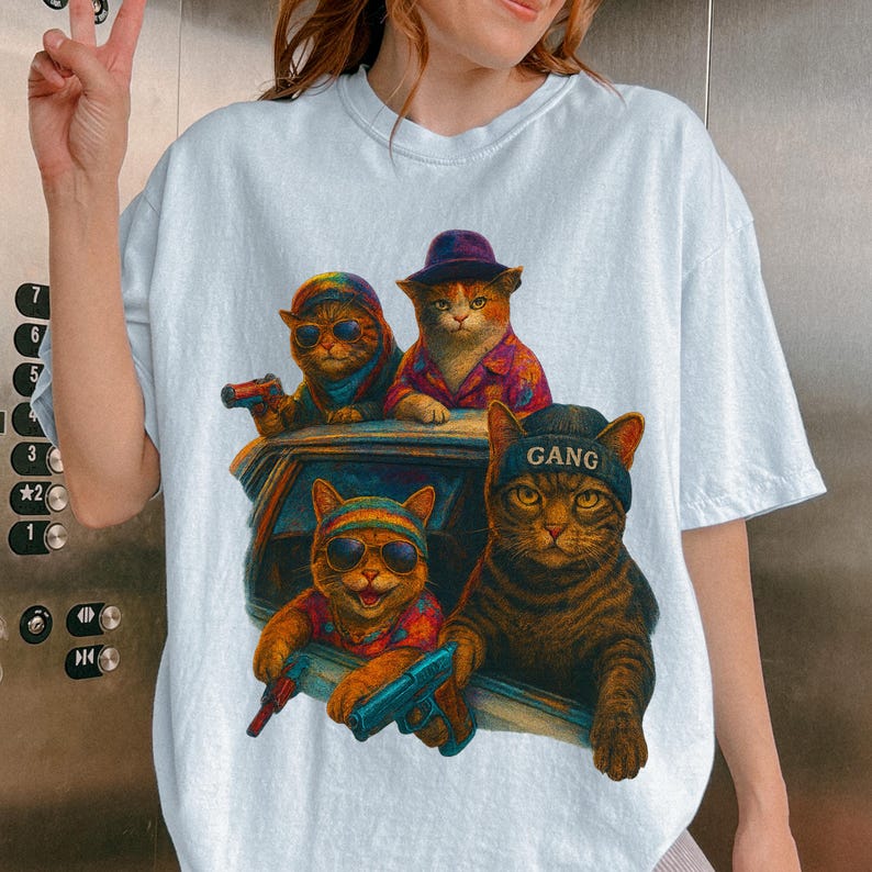 Funny Cat Gang Vintage Shirt, Cat Mugshot Meme Tee, Gangster Cat Graphic Shirt, Funny Cat Meme Shirt, Sarcastic Cat Shirt