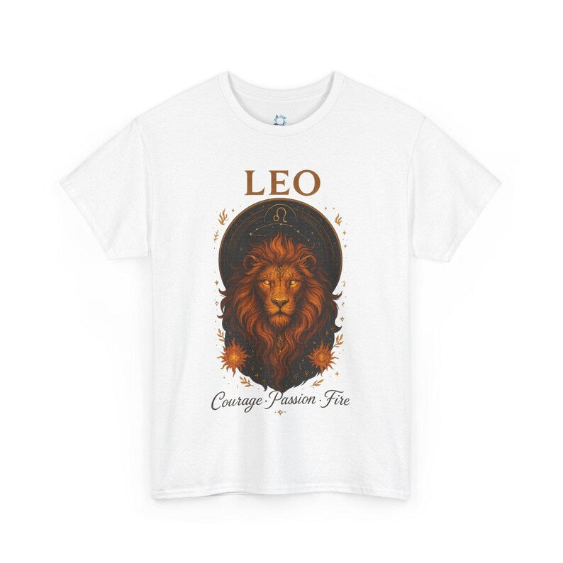 Leo Zodiac T Shirt Gildan 5000 Unisex Graphic Tee Courage Fire Sign Shirt Leo Birthday Gift for Astrology Lovers
