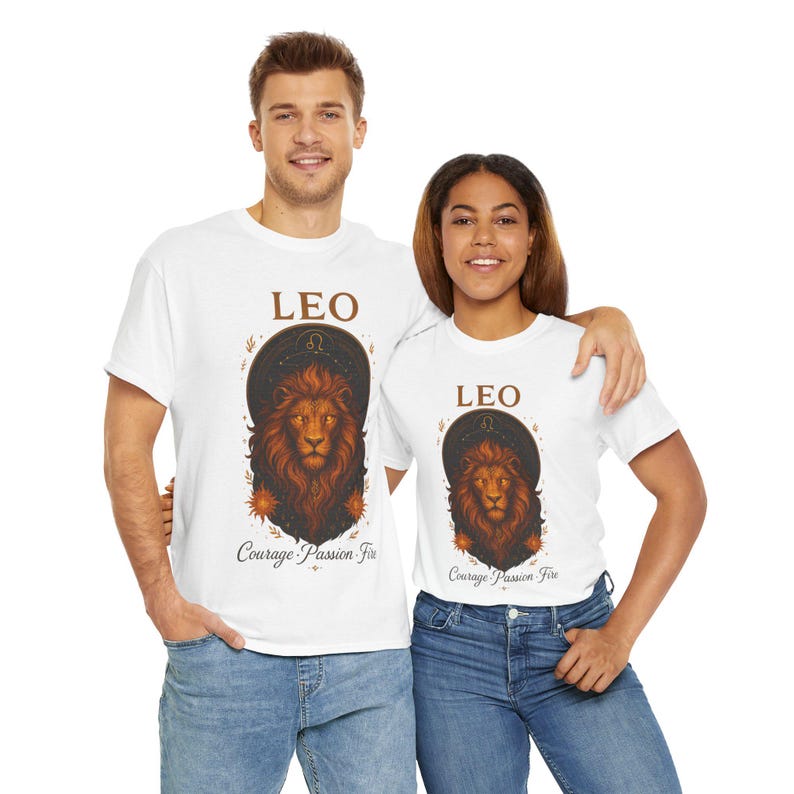 Leo Zodiac T Shirt Gildan 5000 Unisex Graphic Tee Courage Fire Sign Shirt Leo Birthday Gift for Astrology Lovers