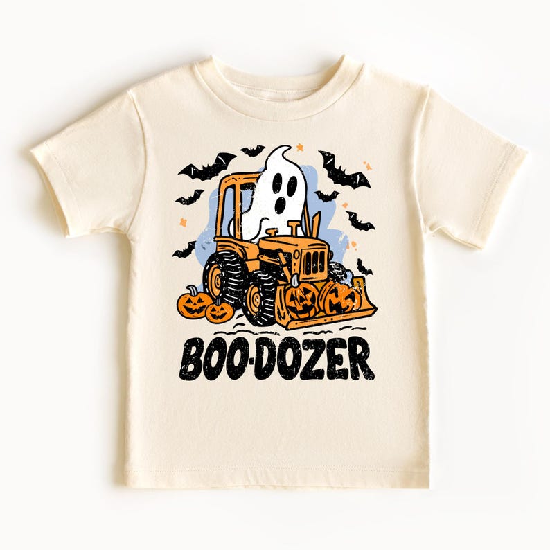 Funny Halloween Construction T shirt, Boo-Dozer Toddler Graphic Tee, Cute Bulldozer Halloween Shirt for Boys,Trendy boy Halloween shirt gift