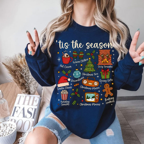 Tis the Season Christmas Sweatshirt, Santa Sweatshirt, Retro Holiday Shirt, Christmas Tree Shirt, Christmas Xmas Shirt, Christmas Tree Shirt
