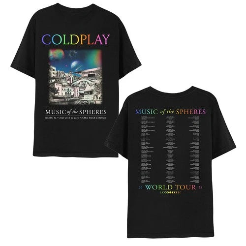 Coldplay Miami Music Of The Spheres 26,27th July 2025 Tour T-shirt